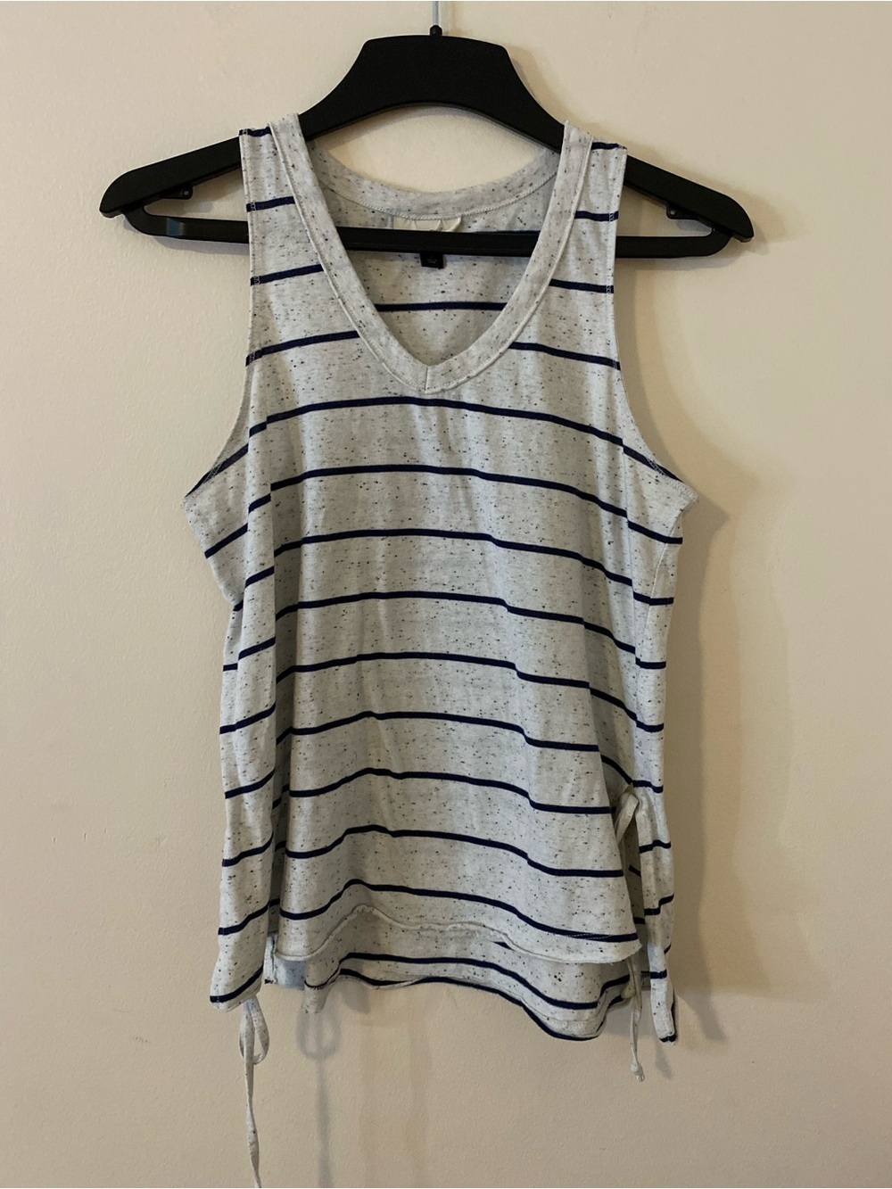Universal Thread Nautical Heather Gray Tank with Navy Stripes